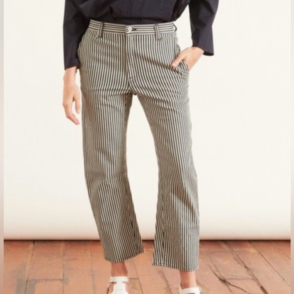 NEW Nili Lotan Dark Blue Stripe Carpenter Pants 30